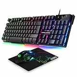 EMPIRE GAMING - Pack 3 in 1 MK800 - Gaming-Tastatur QWERTZ Deutsche RGB 105 Tasten 19 Anti-Ghosting-Tasten -Ergonomische RGB Gamer-Mouse 2400 DPI -Mousepad -PC PS4 PS5 Xbox One/Series Mac