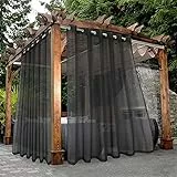 Bonzer, transparente Outdoor-Vorhänge für die Terrasse, wasserdicht – 2 breite Vorhangpaneele mit Ösen für Wohnzimmer, Schlafzimmer, Veranda, Pergola oder Cabana, 254 x 213 cm, grau