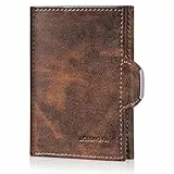 AQIANGHUI Geldbörse Herren, Slim Wallet, Wallet Smart Wallet mit Münzfach, Damen klein mit RFID Schutz Portemonnaie, Geldbeutel Herren,Brieftasche Brown。