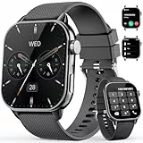 MFVLP Smartwatch Herren Damen, 1,85' HD AMOLED Touch Fitnessuhr mit Bluetooth-Anrufe,120+Sportmodi Fitness Tracker mit Puls-SpO2-Schlaf-monitor, IP68 Wasserdicht Sportuhr für Android iOS, Schwarz