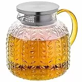 KADAX Teekanne 1,3 Liter aus Borosilikatglas, hitzebeständige Glaskanne mit Edelstahl Deckel und integriertem Sieb, Glasteekanne, Wasserkaraffe aus Glas, Glaskaraffe