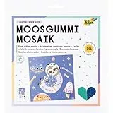 folia 23813 - Moosgummi Mosaik GLITTER SPACE SLOTH, 301-teiliges Bastelset aus einer Motiv Vorlage und 300 selbstklebenden Mosaiksteinen aus glitzerndem Filz in 5 Farben
