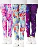 Adorel Mädchen Leggings Lang Hosen Sternenhimmel Bunt 3er-Pack 116-122 EU (Herstellergröße 65)
