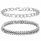 Herren Armband Silber Panzerkette : Armbänder Männer Jungen Edelstahl 2 Stück Glieder Link Kettenarmband 21cm Armkette Hip Hop Rapper Modeschmuck Papa