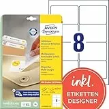 AVERY Zweckform L4745REV-25 Universal Etiketten (200 plus 40 Klebeetiketten extra, 96x63,5mm auf A4, wieder rückstandsfrei ablösbar/abziehbar, bedruckbar, selbstklebende Aufkleber) 30 Blatt, weiß