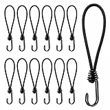 TaoTazon Spanngummi mit Haken 12 Stück, Expander mit Haken 20 cm, Multifunktional Hochbelastbare Planenspanner Gummispanner mit Haken für Stationäre Transportanhänger Banner Plakate Zelte (Schwarz)