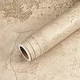 Livelynine Selbstklebende Tapete Beige Betonoptik 40CMx10M Tapete Betonoptik Braun Wand Tapeten Wohnzimmer Schlafzimmer Klebetapete Selbstklebend Wand Bad Küche Klebefolie Beton Optik Folie für Möbel