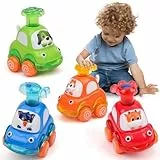Own1one Baby Auto Spielzeug ab 1 Jahr Junge, 4 Stück Press Go Spielzeugautos ab 2 Jahre, Baby Aufziehauto für 1 2 3 Jahre Jungen Mädchen