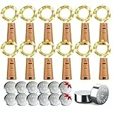 Flaschenlicht 12 Stück, 20 LED Flaschenlichterkette Korken, Flaschenlicht Mit 12 Ersatzbatterien (LR44), 2M Flaschen Lichterkette, Warmweiß Flaschenlicht Korken, Lichterkette Flasche für Flasche DIY
