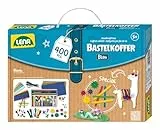 Lena 42715 Bastelkoffer Teile, Material zum Basteln mit Buntem Papier, Moosgummi, Pfeifenreiniger, Wackelaugen, Pompons, Eisstiele und mehr, für Kinder ab 5 Jahre, 400er Blau & Grün