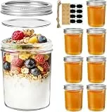 ComSaf 480ml Einmachgläser mit Schraubdeckel 8er aus Klarglas Etiketten Marmeladengläser Perfekt für Hausgemachte Gewürze, Gelee, Marmelade Fermentationsglas Mason jar mit Deckel