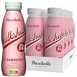Barebells Cremiger Protein Shake – Zuckerarm, 24 Gramm Protein pro Flasche, Laktosefrei, Flüssig – Strawberry Milkshake Geschmack, 8 x 330ml