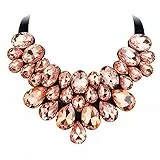 EVER FAITH Kragen Halskette Kostüm Statement Strass Kristall Choker für Damen Party Bankett Kleidung Champagner Farbe