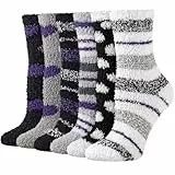 Justay Sowarm Kuschelsocken Damen Flauschige Bettsocken Weihnachten Damensocken 11 Paars Dicke Warme Plüschsocken Weiche Thermosocken Haussocken Flauschsocken in Winter