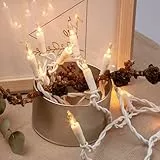 hellum Lichterkette innen strombetrieben, mini Lichterkette mit 10 klaren warmen Lichtern, beleuchtete Länge 1,35m, Kabel weiß mit Schalter und Stecker für Weihnachten