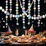 ACOMTUO Bunt Glitzer Papier Circle Dots Garland, 8 Stück 4m Hängende Iridescent Runde Garland, Bunt Glitzer Papier Circle Dots, für Party Deko, Girlande Geburtstag, Hochzeitsdeko