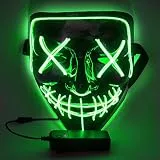 WUJUN Glühende Halloween Maske Lustige Grimasse Cosplay Party Karneval LED Beleuchtung Halloween Masken Draht Licht Dekoration (Grün)