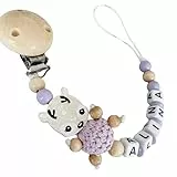 Schnullerband mit Namen für Mädchen & Jungen personalisierte Baby Geschenke (Reh Lila)