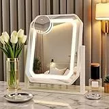 WITFAMILY Schminkspiegel mit Beleuchtung,Hollywood Spiegel mit LED Licht Dimmbar Kosmetikspiegel 3 Modi, Vanity Spiegel Tischspiegel mit USB 10X Vergrößerung für Schlafzimmer Schminktisch (Diamant)