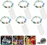 GAOUTO 6 Stück LED Lichterkette Batterie, 2M 20LED Micro Batterie-betrieben Kupfer Drahtlichterkette Warmweiß Weihnachtsbeleuchtung für Zimmer, Innen, Weihnachten, Außen, Party, Hochzeit, DIY