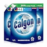 Calgon 4-in-1 Power Gel – Waschmachinen-Entkalker gegen Geruch, Schmutz und Korrosion – Schützender Wasserenthärter für die Waschmaschine – 3 x 1,2 l