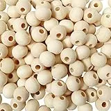 TOAOB 100 Stück Holzperlen Set Holzperlen zum Auffädeln Natur Holzkugeln mit Loch 8mm Runde Lose Spacer Perlen für Makramee Basteln DIY Schmuck Armband