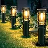 Czoele Solarlampen für Außen Garten, 4 Stück Solarleuchten Garten 900mAh Warmweiß Solar Gartenbeleuchtung Wasserdichte mit Erdspieß IP65 Wasserdichte Auto Ein/Aus für Garten Terrasse Pfad Rasen