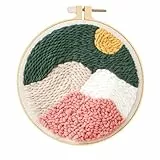 Huacan Punch Needle Stickerei Set für Anfänger Erwachsene Landschaft Stanznadel Stickerei Kit Embroidery Starter Kits