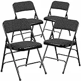 Flash Furniture 4er Set gepolsterter Klappstuhl Stoff schwarz Gemustert