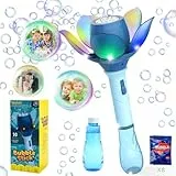 DAOUZL Lotosblume Seifenblasenmaschine Kinder, Seifenblasen Blumen Elektrisch, 10000+ Blasen/Minute, Blasenspielzeug Bubble Gun seifenblasenpistole Kinder mit Seifenblasenlösung/Akku/Licht