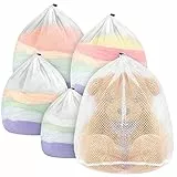 ecooe 5 Stück Wäschesack für Waschmaschine, XL Wäschenetz mit Kordelstopper-1 extra groß,2 groß,1 Medium und 1 klein Wäschebeutel für Bluse Babykleidung Rucksack Röcke für den Schulanfang Wohnheim usw