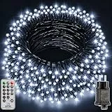 LED Lichterkette Außen Strom kaltweiss - 15M + 5M 150 LED Lichterketten Weihnachtsbaum Beleuchtung Innen Mit Timer/Stecker/Fernbedienung/8 Modi, Christmas Tree Lights Outdoor Für Balkon Garten Party