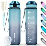 HASAGEI Sports Trinkflasche 1L Wasserflasche 1 Liter Trinkflasche BPA Frei Tritan Sportflasche mit Verschlussdeckel und auslaufsicher, für Fitnessstudio,Schule,Radfahren,Outdoor,Sport,Fitness und Büro