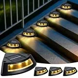 Solarlampen für Außen Garten, Qoosea 4 Stück IP65 Wasserdichte Solar Treppenbeleuchtung, 2800K Warmweiß LED Stufenleuchte Gartenlampen für Außentreppe Stufen Zaun Hof Terrasse Dachrinne Weg Dekoration