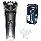 Rasierer Herren Elektrisch, [2025 Neu] Elektrischer Rasierapparat IPX7 Nass-& Trockenrasierer für Männer, Elektrorasierer mit Bartschneider, USB-C, 120Min Laufzeit (Schwarz)