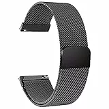 Kuaguozhe Magnetisch Armband Kompatibel mit ID205L, 19 mm Mesh Gewebte Edelstahl Armband, Kein Schnallendesign Metall Ersatzarmband für ID205L/ willful SW021/ YAMAY SW021/LIFEBEE ID205L,Schwarz