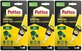 Pattex Spezialkleber Textil, Textilkleber für verschiedene Textilien mit hoher Haftfestigkeit und spurenfreier Trocknung, wasch- und bügelbeständig, 3x20g