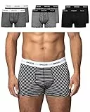 Snocks Boxershorts Herren aus Bio-Baumwolle (6er Pack) - Atmungsaktiv und Ideal für Sport und Alltag - Kein juckendes Etikett und komfortabler Bund - Unterhosen Herren - Gr.L, Farbe Schwarz Gestreift