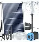 Biling Solar Teichpumpe mit Filter, 12W 605L/H Solar Springbrunnen für außen 2 m Wasserleitung DIY Solar Wasserspiel 5 m Kabellänge 4 Düsen Solarbrunnen für Draussen Garten Wasserfall Brunnenpumpe