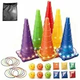 Ysityum Kinderparty Wurfspiele Ringwurfspiel,Abwechslungsreiches Gameplay,Outdoor Spiele，Throwing Games - Ring Toss Game, Cone & Sandbags,Wurfspiele Gartenspiele.