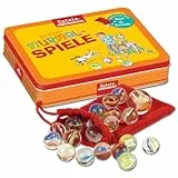 Moses 23405686 Die schönsten Murmelspiele im Set | Spiele-Klassiker in der Metalldose | Mit Buch und 21 Glasmurmeln im Säckchen: Spiele-Klassiker - bunte Glasmurmeln - Spielanleitungen