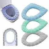 BTHEONE WC-Sitzwärmer, weich, Dicker, wärmer, dehnbar, waschbar, aus Stoff, 3 Stück 3pcs(Random Color)
