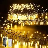 Ollny 6m Lichterkette außen 400 LEDs, Lichterketten mit 8 Modus und Timer, Cluster Lichterkette IP44 wasserdicht mit Stecker, für Weihnachtbaum Hochzeit Party (warmweiß)