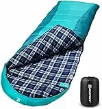 Bessport Schlafsack Flannel für Camping 3-4 Jahreszeiten - 10 °C-15°C | Winter Schlafsack Leichtgewichtig, Wasserdicht und Warm für Erwachsene und Kinder,Rucksackreisen,Camping, Wandern und Reisen