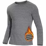 SIMIYA Herren Thermounterwäsche Oberteile Langarm Winter Innenfleece Thermoshirt Longsleeve Funktionsunterwäsche Warm Unterwäsche Männer Rundhalsausschnitt Weich Unterhemd(Grau,L)