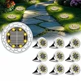 FIFlying 10 Stück Solar Bodenleuchten Aussen 8 LED Solarlampen für außen IP65 Wasserdicht Gartenbeleuchtung Warmweiß Solarleuchten für Garten Weg Einfahrt Rasen Gehweg Patio Terrasse