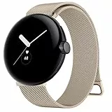 Tobfit Magnetisches Edelstahl Armband für Google Pixel Watch 1/2 - Mesh Metall Ersatzband für Herren und Damen (Champagner)