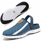 Hausschuhe Herren Clogs Damen Sommer Gartenschuhe Pantoletten Pantoffeln Atmungsaktiv Slip on Sandalen Freizeit Strand Schuhe Dunkelblau 46