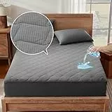 Sonive Matratzenschoner 180x200 Wasserdicht, Dünner Matratzenschutz mit 38 Tiefen Taschen, Geräuschloser Matratzenbezug, Bettbezug für Erwachsene und Kinder Grau