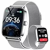 Gydom Smartwatch Herren mit Telefonfunktion 1.85' HD Damen Metall Fitnessuhr Fitness Tracker Herzfrequenz/SpO2/Schlaf/IP68 Wasserdicht Sportuhr Schrittzähler Uhr für Android iOS Silver